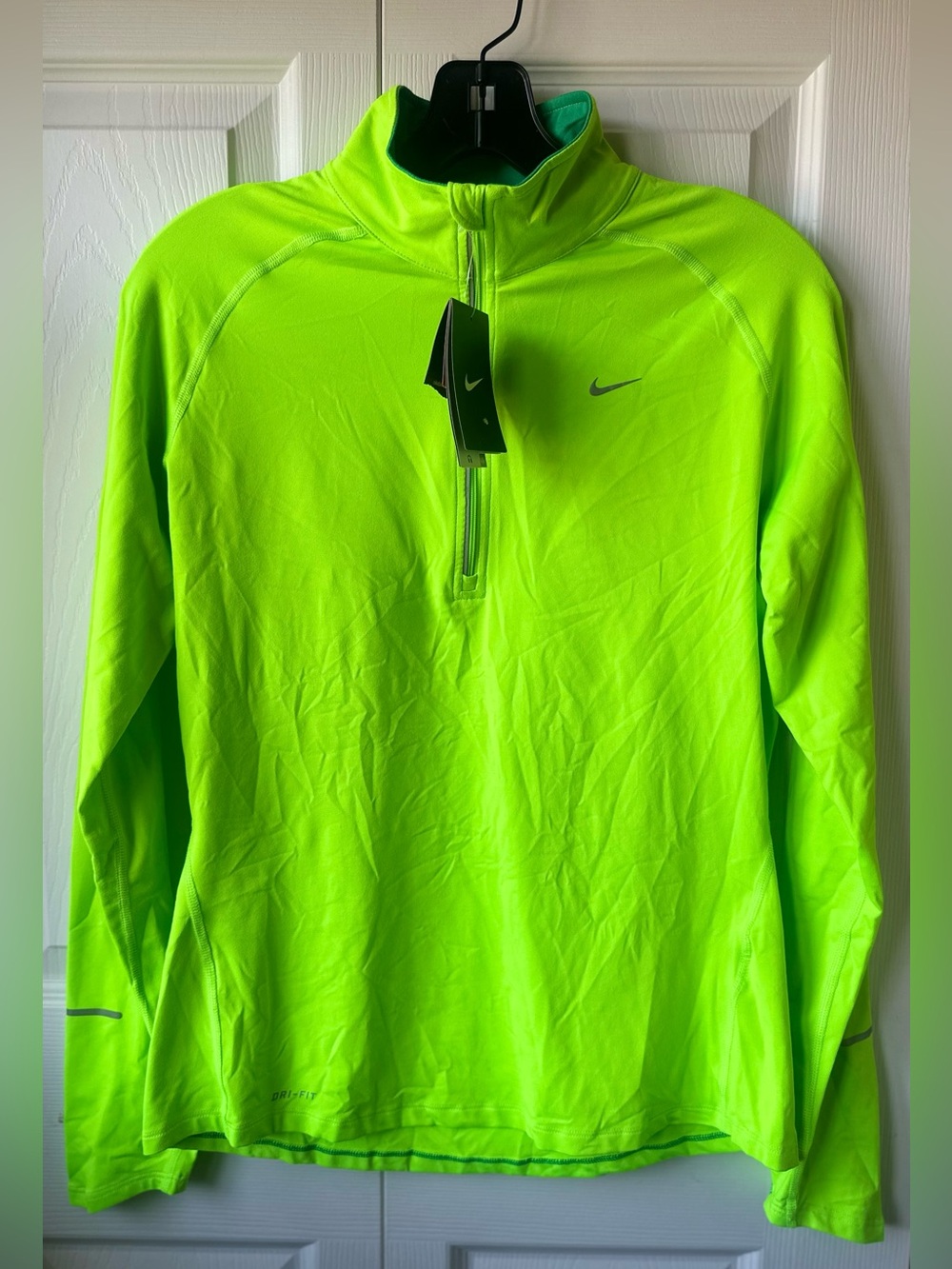 Nike Dri-FIT Running 1/4 Zip Neon Golf  Size M Womens 602677-361 NWT